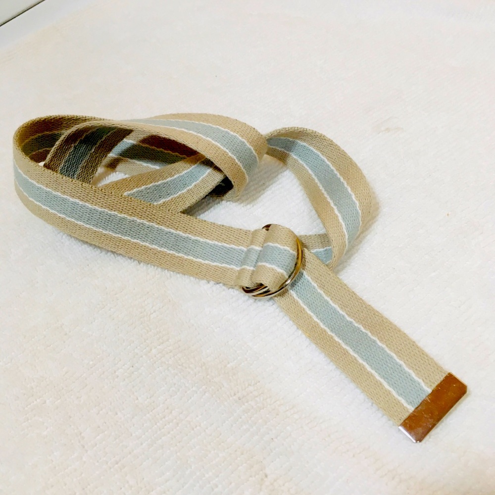 Vintage beige and light blue strap style belt